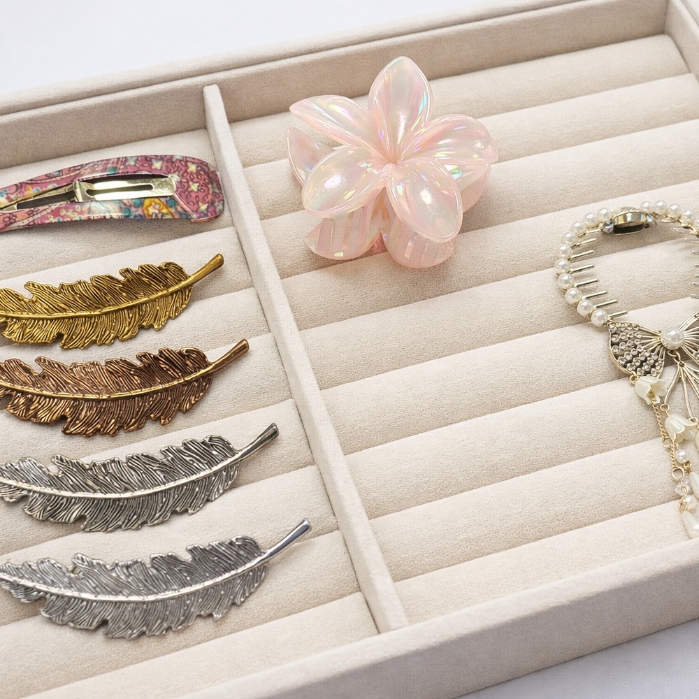 🧚🏻‍♀️ 7 Hair Accessories Bundle Barrettes, Clips Feathers, Paisley, Butterfly